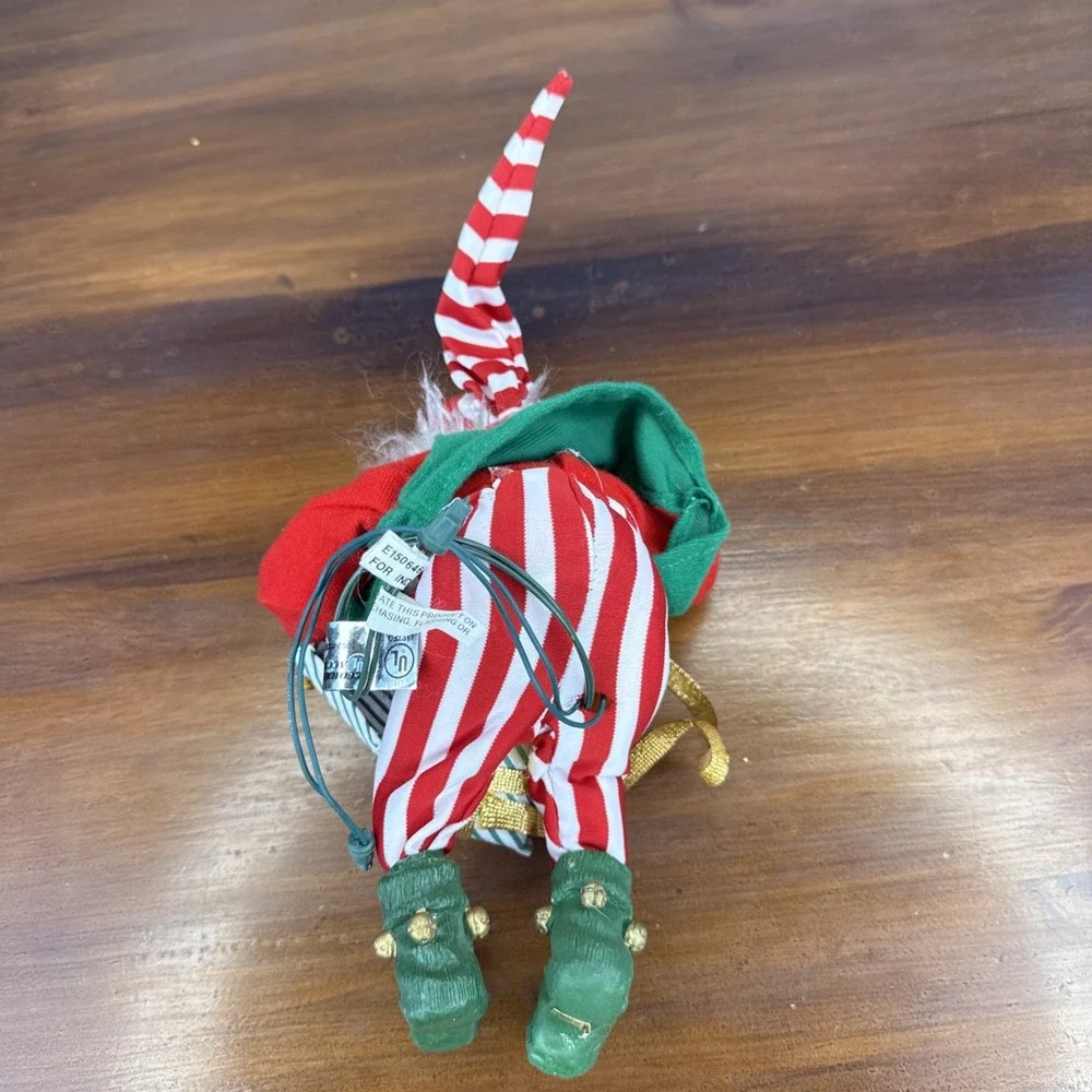 Vintage Animated Santa‎ Bear in Gift Box Ornament **Tested Works**